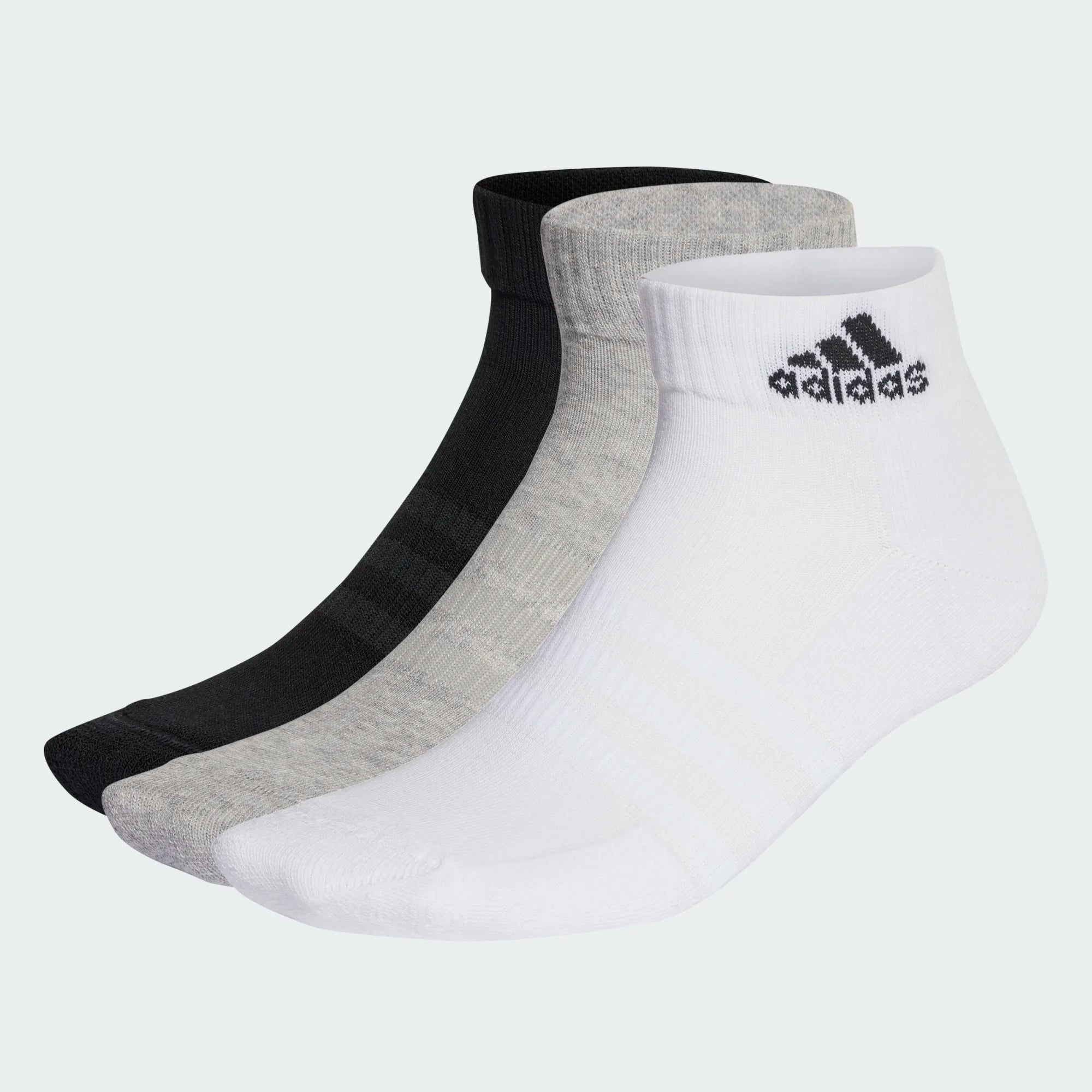 Pack 3 paires de chaussettes Adidas courtes - Blanc/Noir/Gris