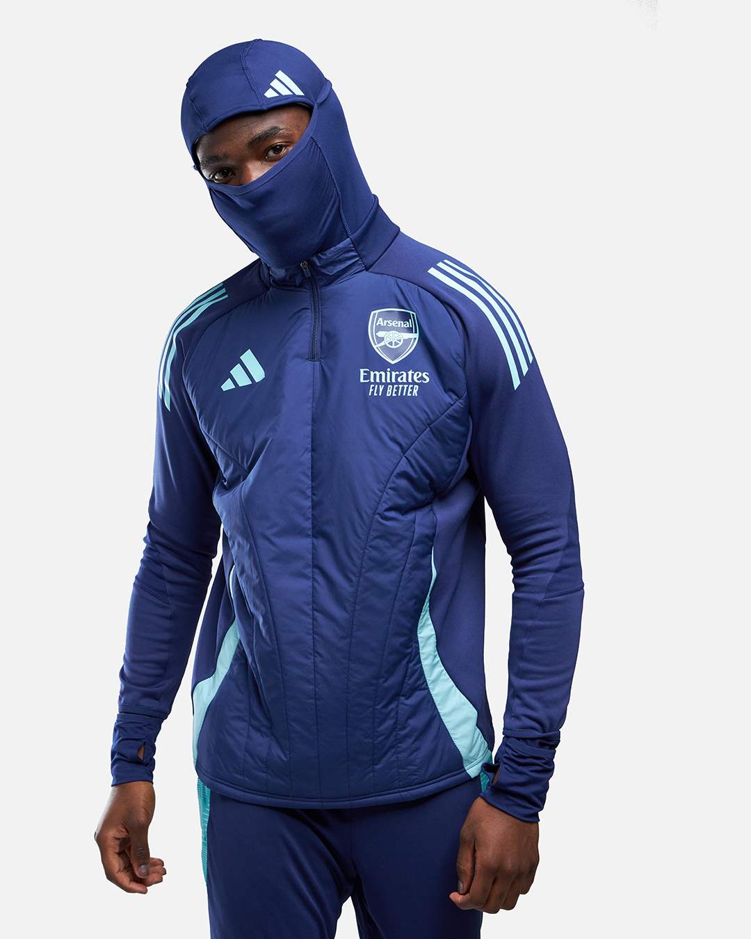 Arsenal 1/4 zip top with integrated hood 2024/2025 - Blue