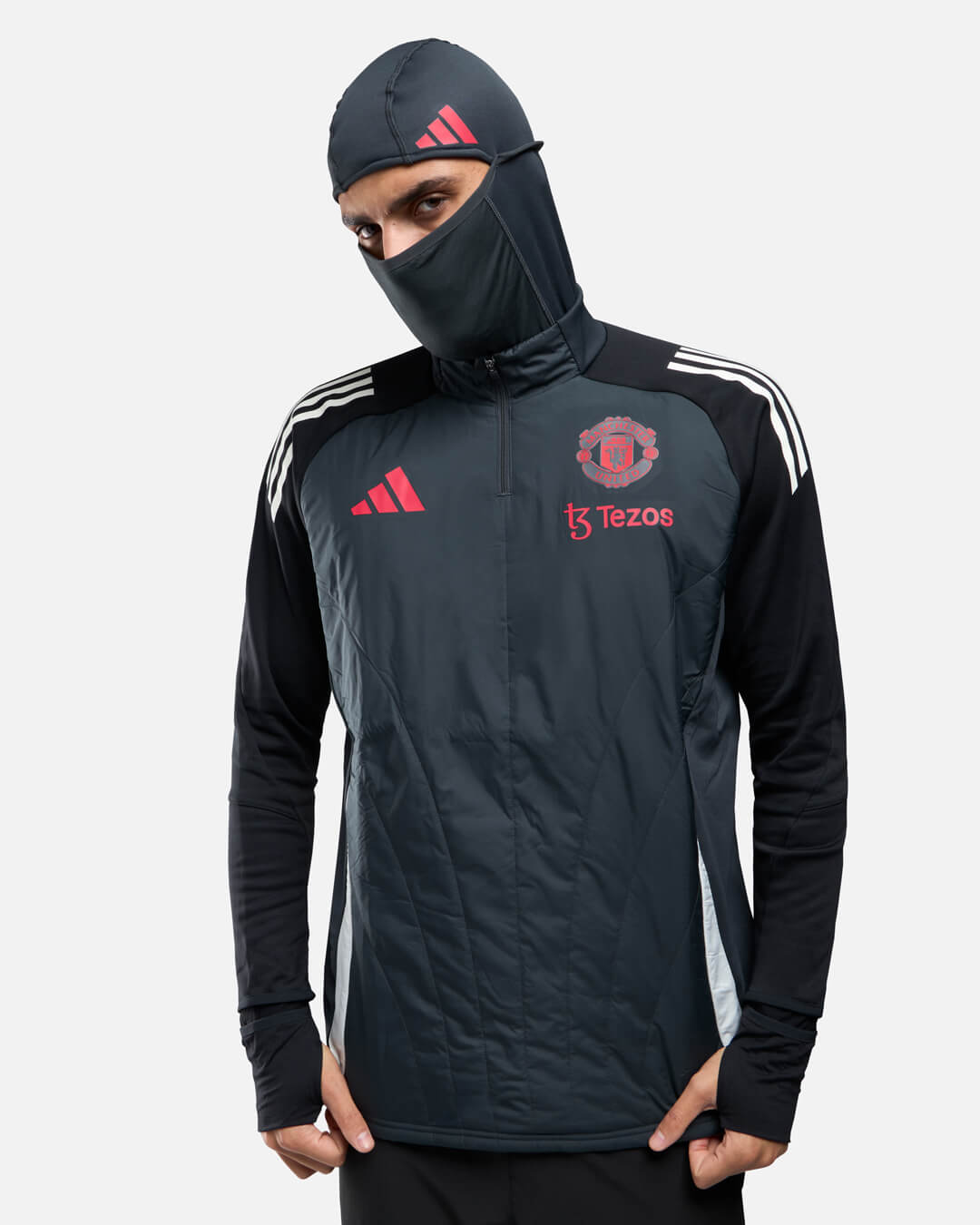 Haut 1/4 zip Manchester United Cagoule Intégrée 2024/2025 - Noir/Rouge