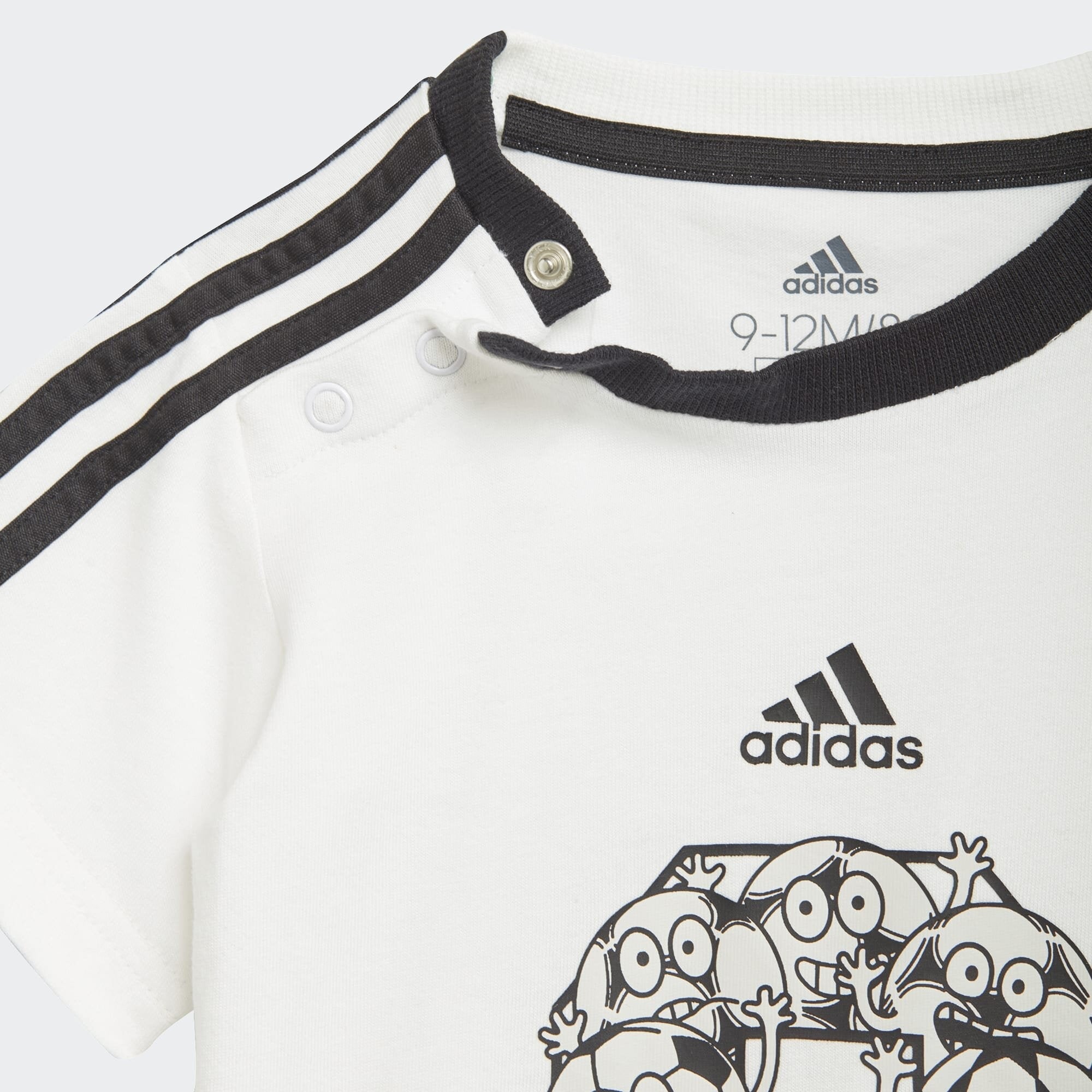 Conjunto de camiseta y pantalones cortos Adidas 3 Stripes para niños - Blanco/Negro