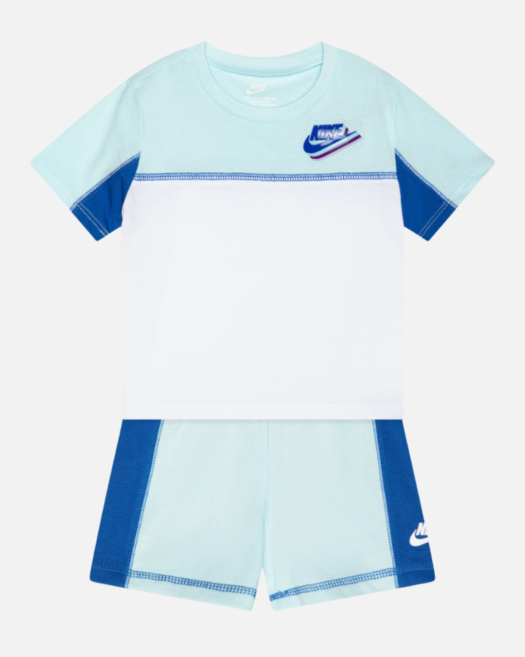 Nike Conjunto de camiseta y pantalón corto para bebé - Azul/Blanco