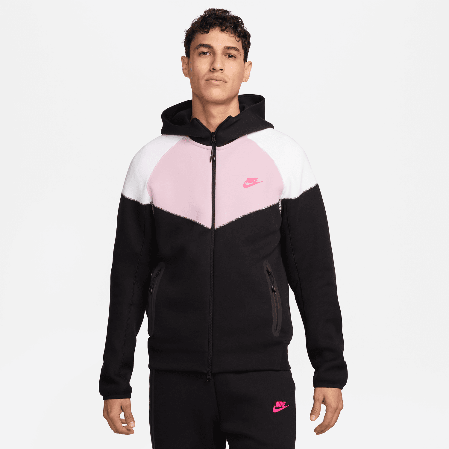 Sweat Nike Tech Fleece Windrunner - Rose/Noir/Blanc