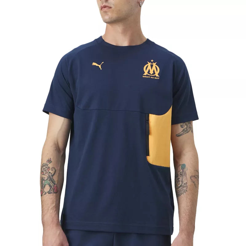 T-shirt allenamento OM 2024/2025 - Blu Navy/Arancio