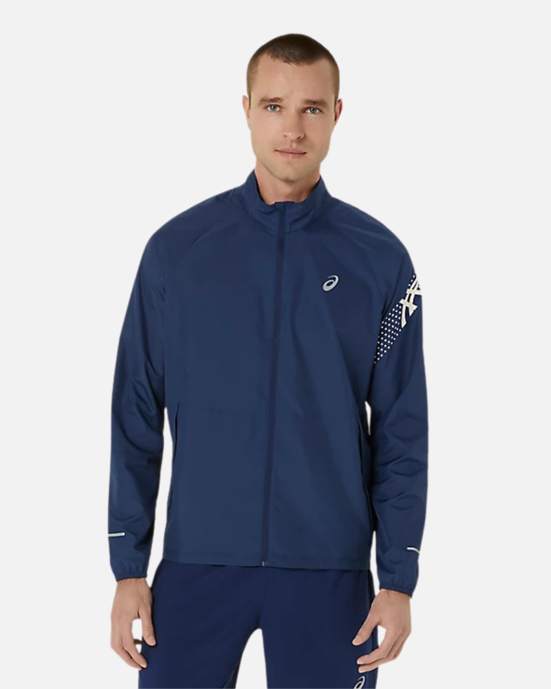 Asics Icon Jacke – Blau/Weiß