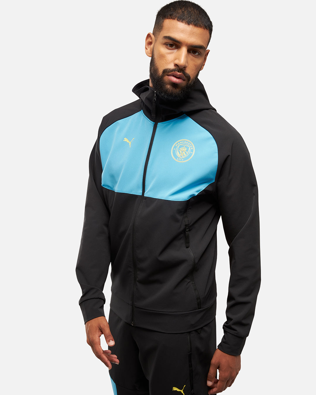 Veste de survêtement Manchester City Pumatech - Noir/Bleu